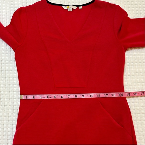 Boden Bronte Ottoman Dress Pockets Ribbed V-neck Knee Length Red Women’s Sz US4R - Picture 9 of 10